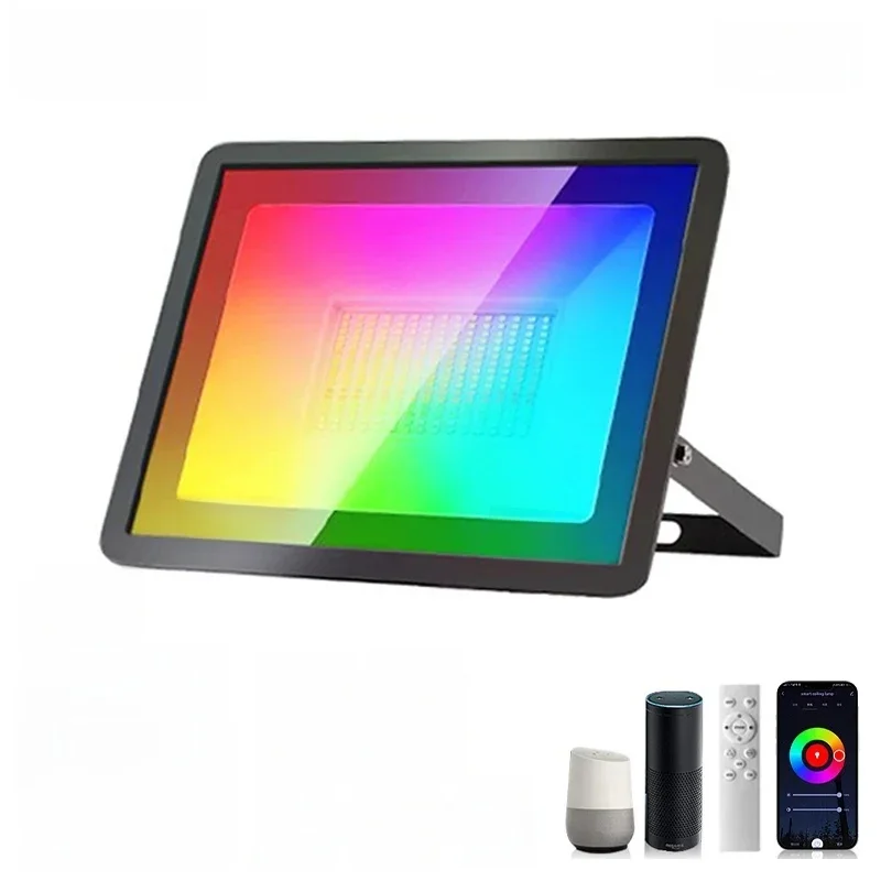 Projecteur intelligent RGB TUYA avec commande vocale via application, RGBCW CCT 3000-6500K, 30W 50W 100W, 220V AC pour éclairage extérieur de jardin et de fête