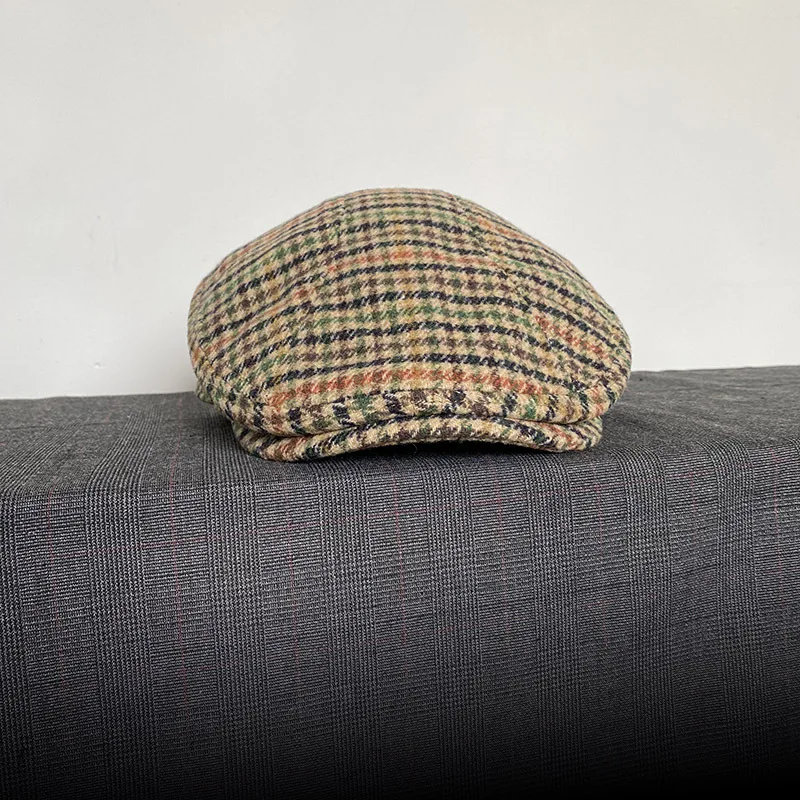 Classic Plaid Stripe Newsboy Cap for Men Women Winter Wool Flat Ivy Vintage Gatsbay Hat Irish Outdoor Cabbie Beret BJM94