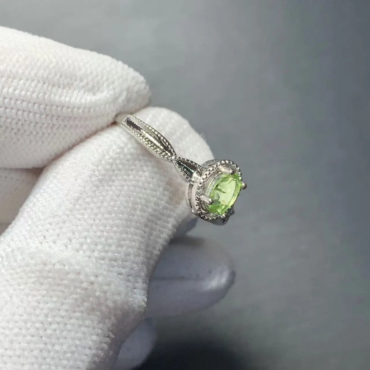 Heydya pedra vintage natural peridot anel para mulheres de aço inoxidável simples jóias finas pedra preciosa estilo clássico