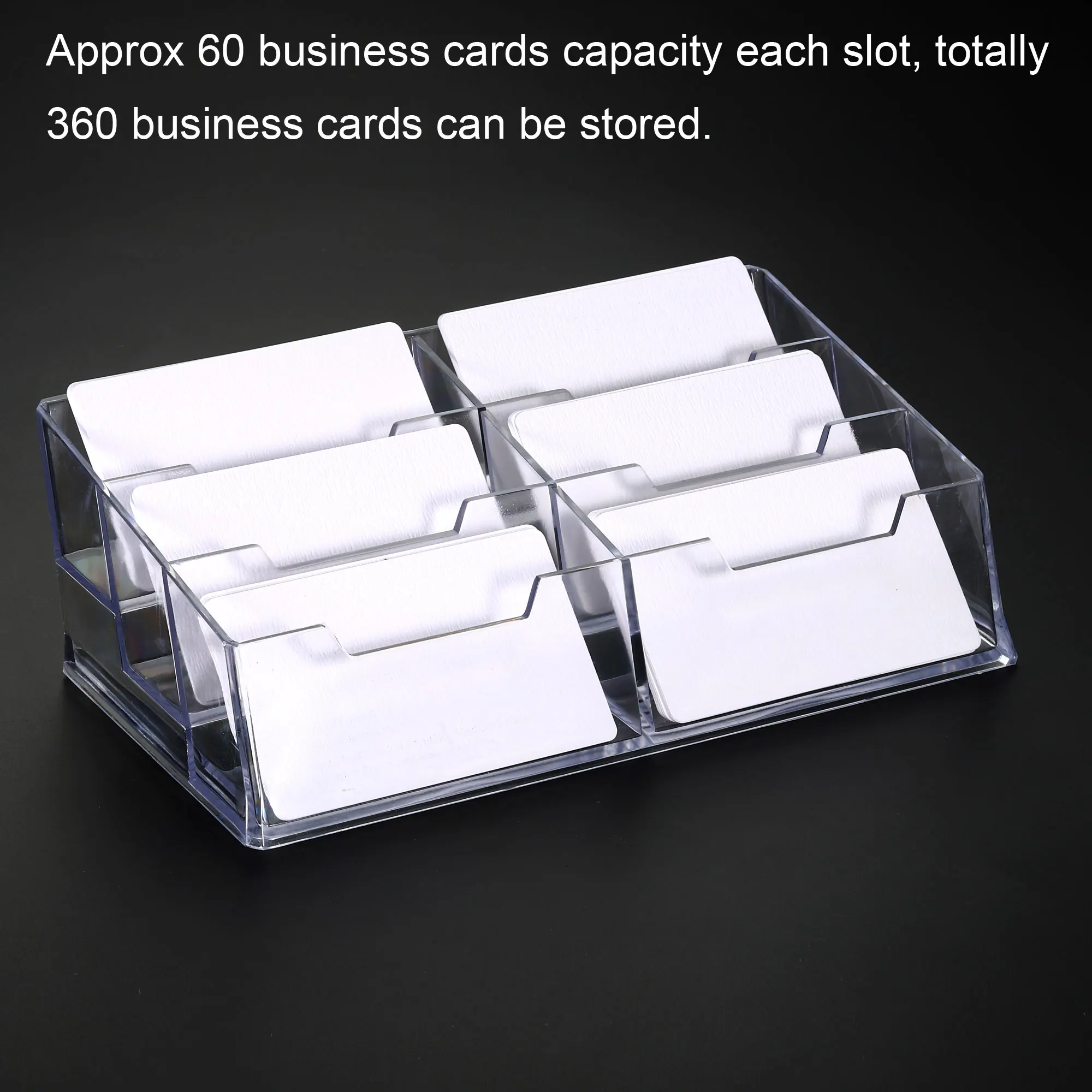 Plastic Business Card Holder 1/2/3/6 Slot Desktop Name Cards Display Stand Card Case Box for Office Desk Fits 60 Business Cards