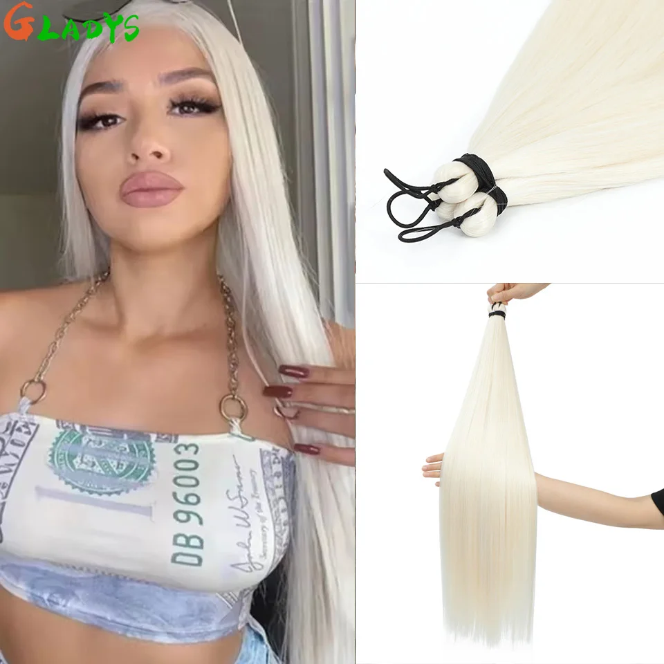 

Straight White Color Synthetic Braiding Hair 28 Inch Straight High Temperature Fiber Crochet Braiding Hair Bundles For Women