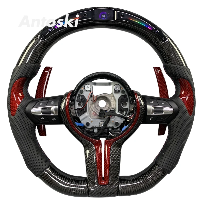 Luxury Car Interior for BMW F10 F30 F15 F20 F22 F32 F36 M3 M1 M2 Custom Real Carbon Fiber Steering Wheel with Smart LED