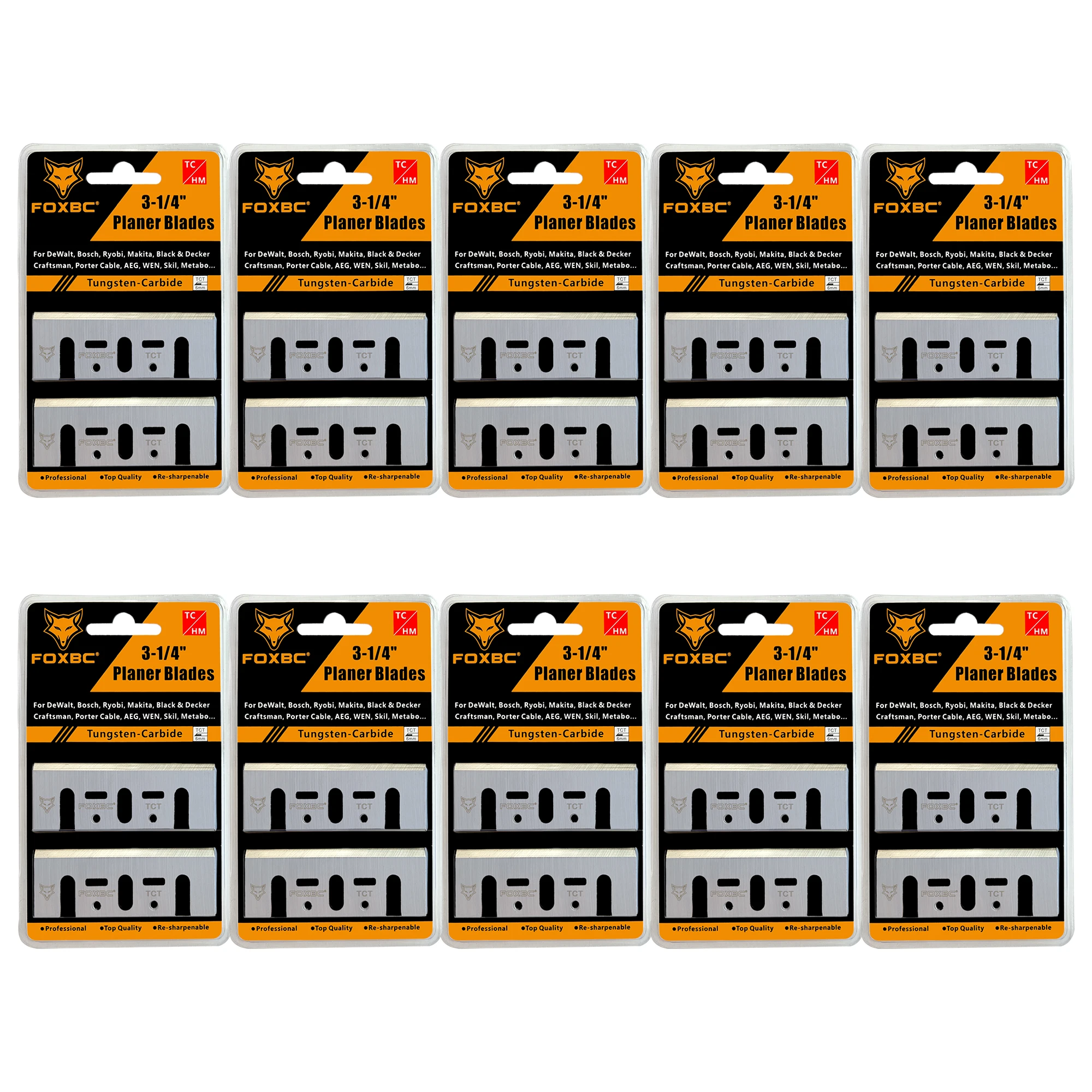 FOXBC 10 Set 82mm TCT Planer Blades 82x29x3mm For Makita DeWalt Hitachi Ryobi Bosch SKIL Draper Metabo Nutool and 3-1/4