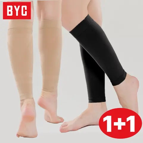 BYC 1+1 한국산 무봉제 심리스 남녀 공용 종아리 압박 스타킹 – 수면 다리 편안한 밴드