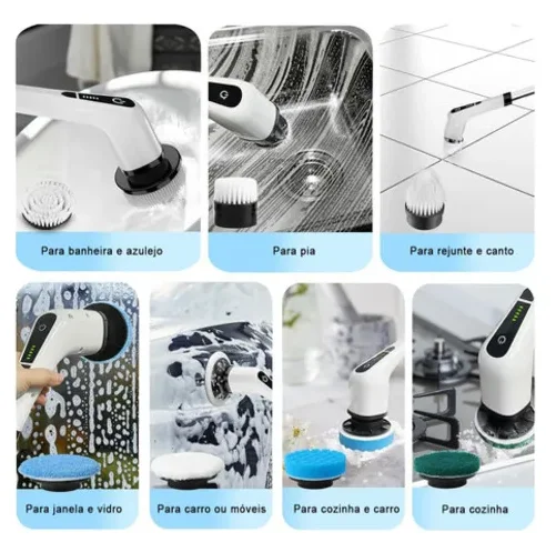 فرشاة تنظيف الحمام الكهربائية مع 9 ملحقات 112 سم