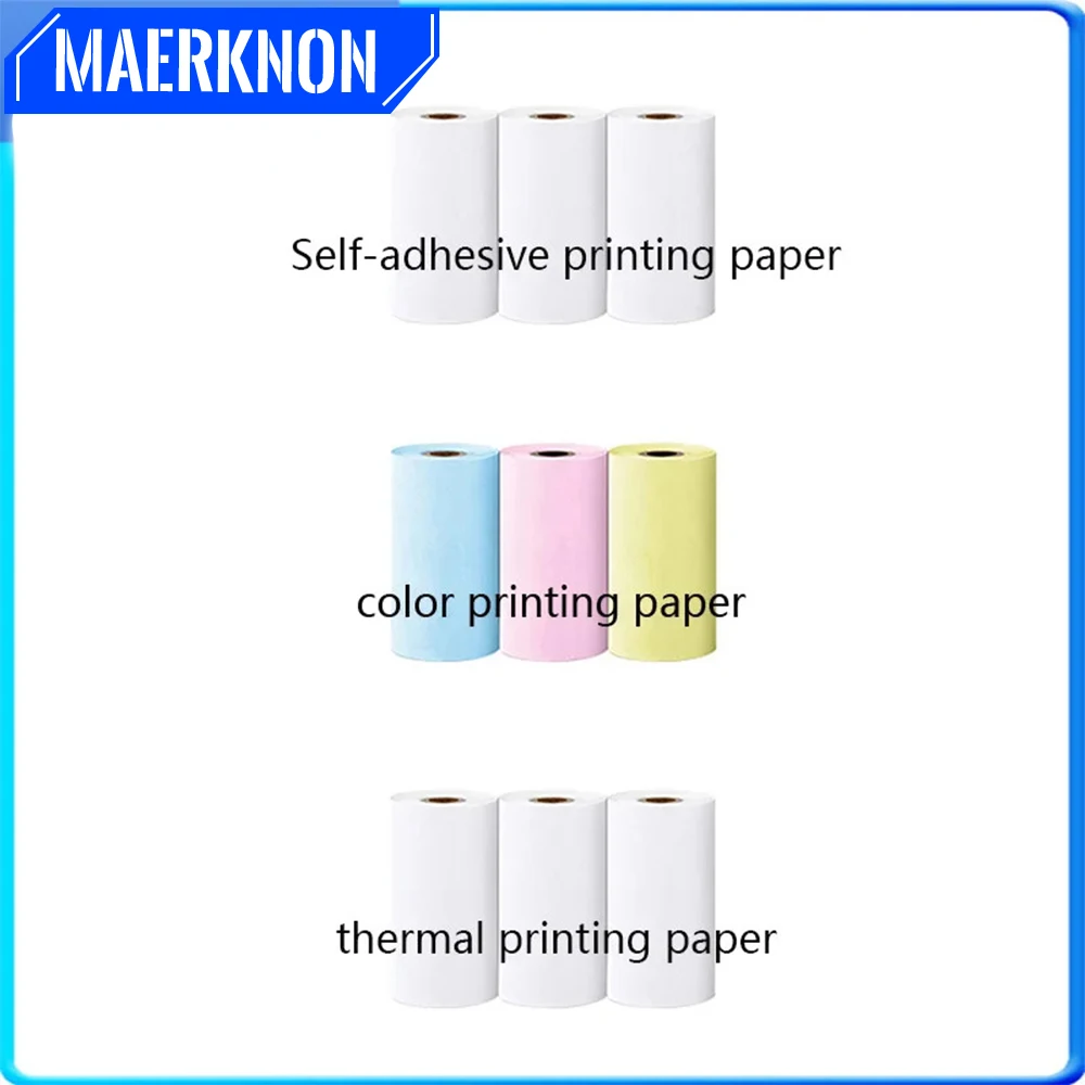 57mm Bluetooth Thermal Label Printer Paper Colorful Adhesive Stickers Wireless Inkless Photo Printer Self-Adhesive Paper Rolls