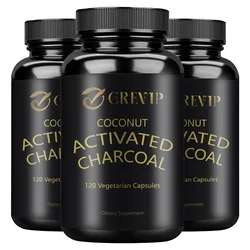 Activated Coconut Charcoal Supplement - Promote Intestinal Detoxification, Relieve Gas & Bloating - 120 Capsules