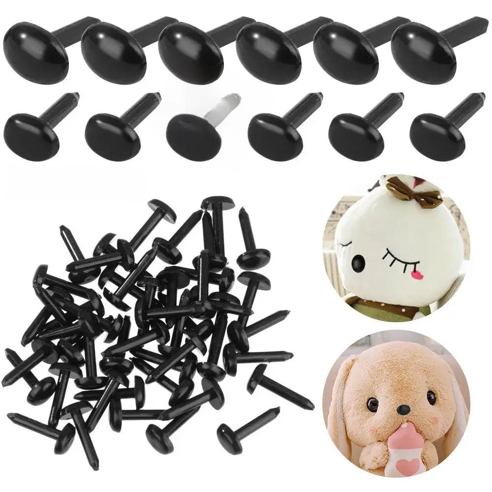 100pcs/bag Black Safety Oval Nose 4X5MM/5X7MM Plush Doll Eyes Stuffed Doll Eyes Safety Oval Nose Animals Noses Accessories — zdjęcie 2