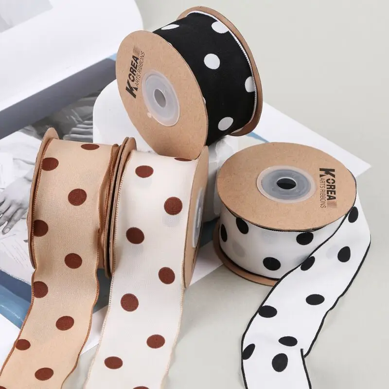 

9 Yards 40mm50mm Big Polka Dots Ribbon DIY Handmade Material Headwear Hair Bows Gift Packaging shoeshats accessories home Belt