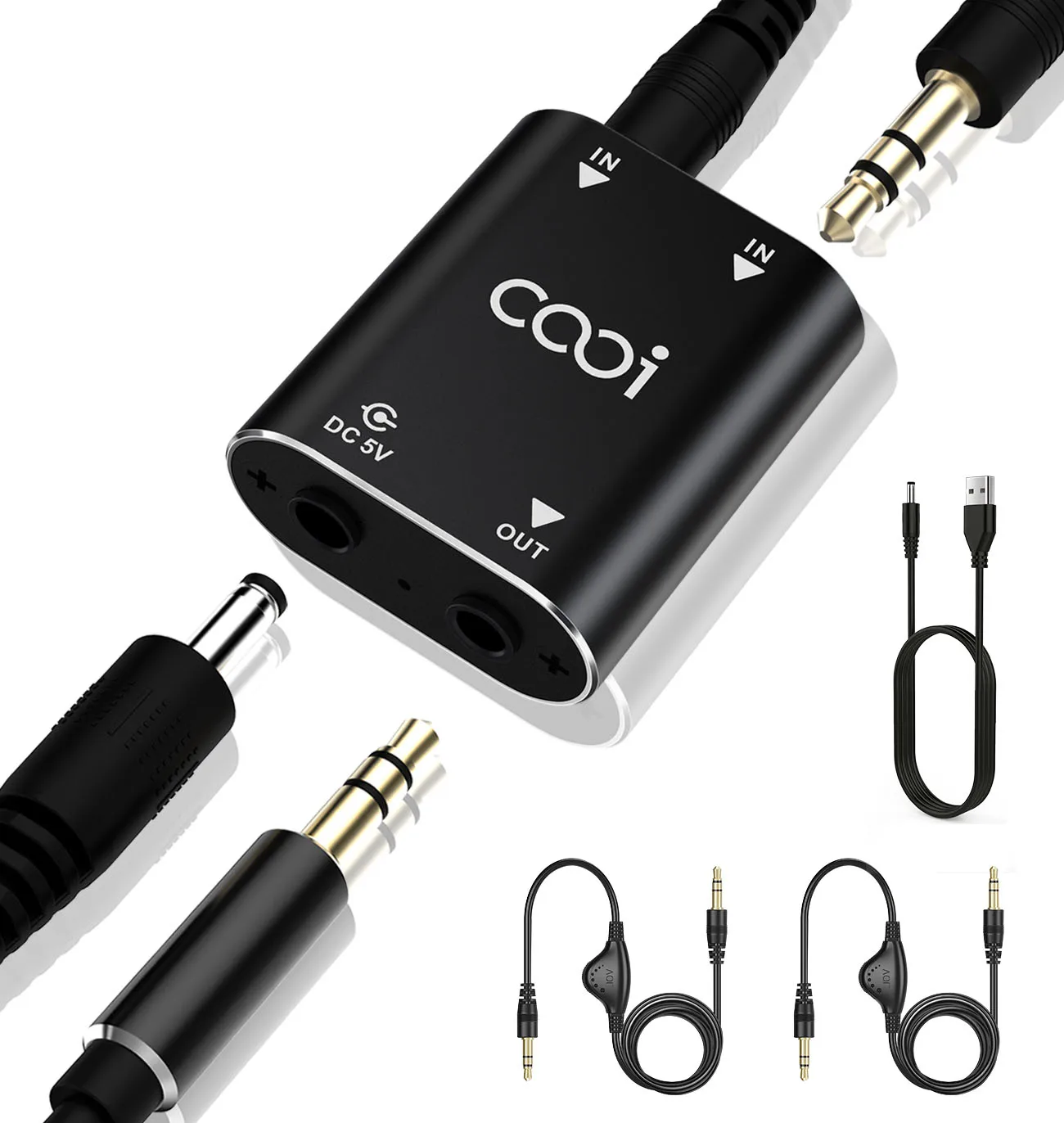 Cooidea 2 Channel Mini Stereo Audio Mixer,  2 In 1 Out Stereo Sound Mixer Includes Two Audio Cables with Adjustable Volume