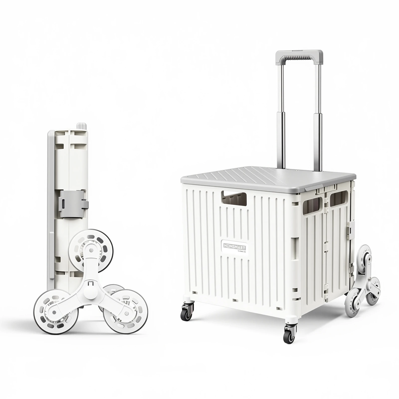 

Viviendo Foldable 65L Running Wheel Shopping Cart, White
