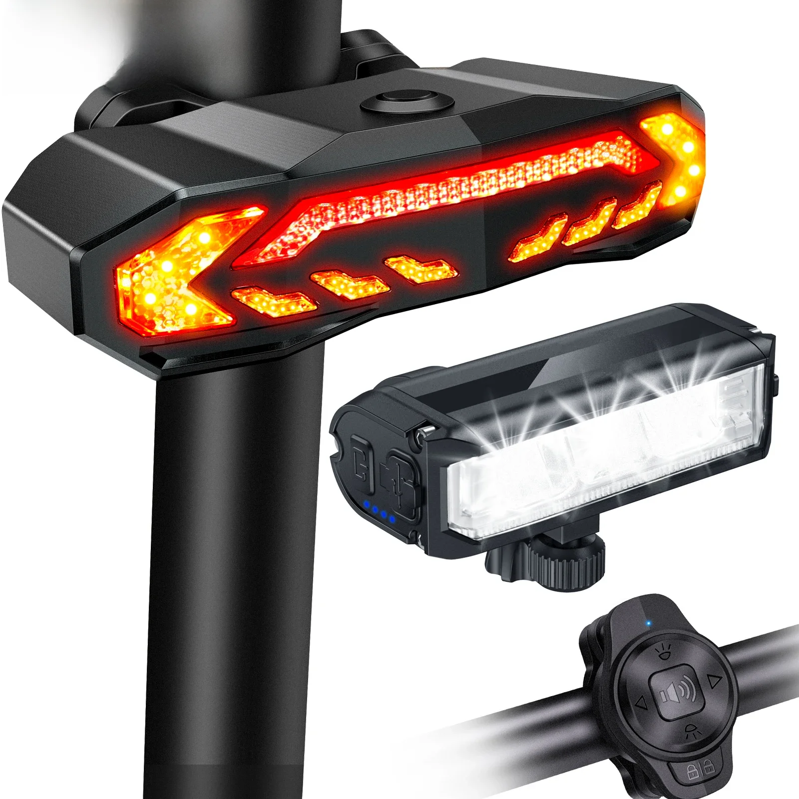 AliExpress camluxy Camluxy Bike Lights Set Bicycle Light Rechargeable with Turn Signals and Brake Light for Night