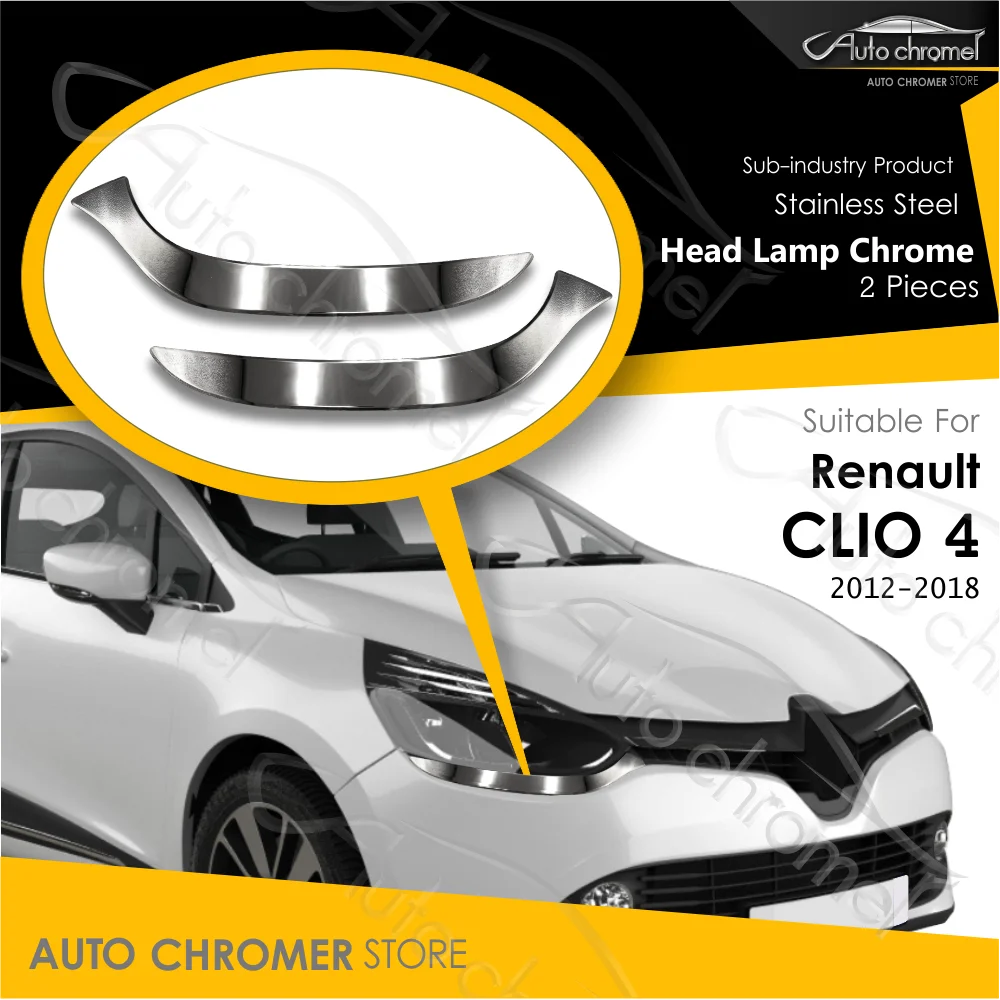 

For Renault Clio 4 2012-2016 Head Lamp Frame Chrome Accessories 2 Pieces Automobile External Parts Styling Upgrading Vehicle