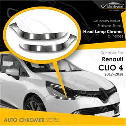 For Renault Clio 4 2012-2016 Head Lamp Frame Chrome Accessories 2 Pieces Automobile External Parts Styling Upgrading Vehicle