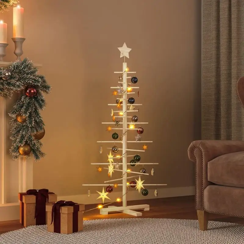 VidaXL Holz-Weihnachtsbaum 125cm, massiv und langlebig, aus Kiefer und Bambus, dekorativ und platzsparend