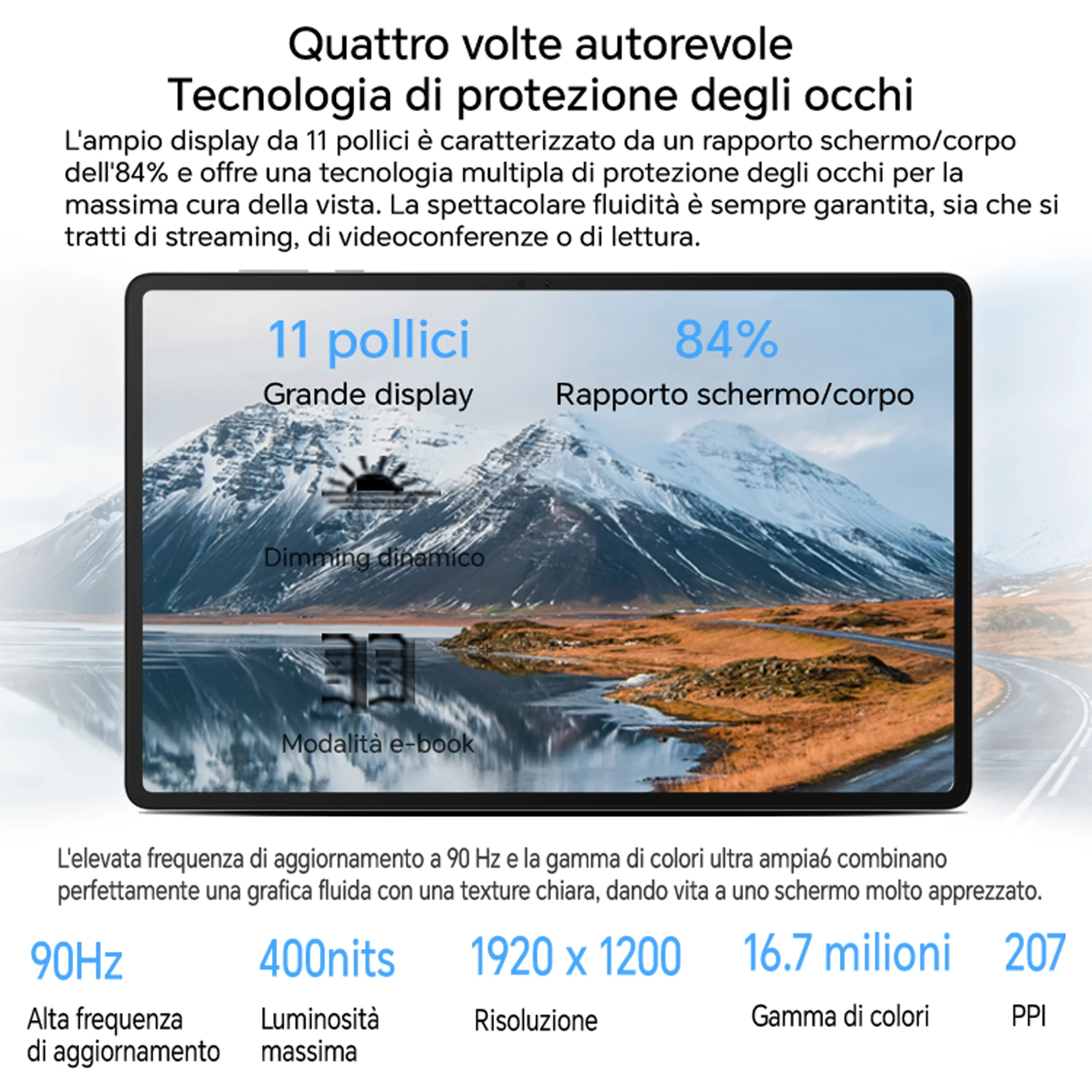 Immagine 5: Tablet HONOR Pad X8a, 8300 mAh, schermo da 11 pollici a 90Hz con protezione per gli occhi, 4 altoparlanti, Android 14, Grigio Spazio