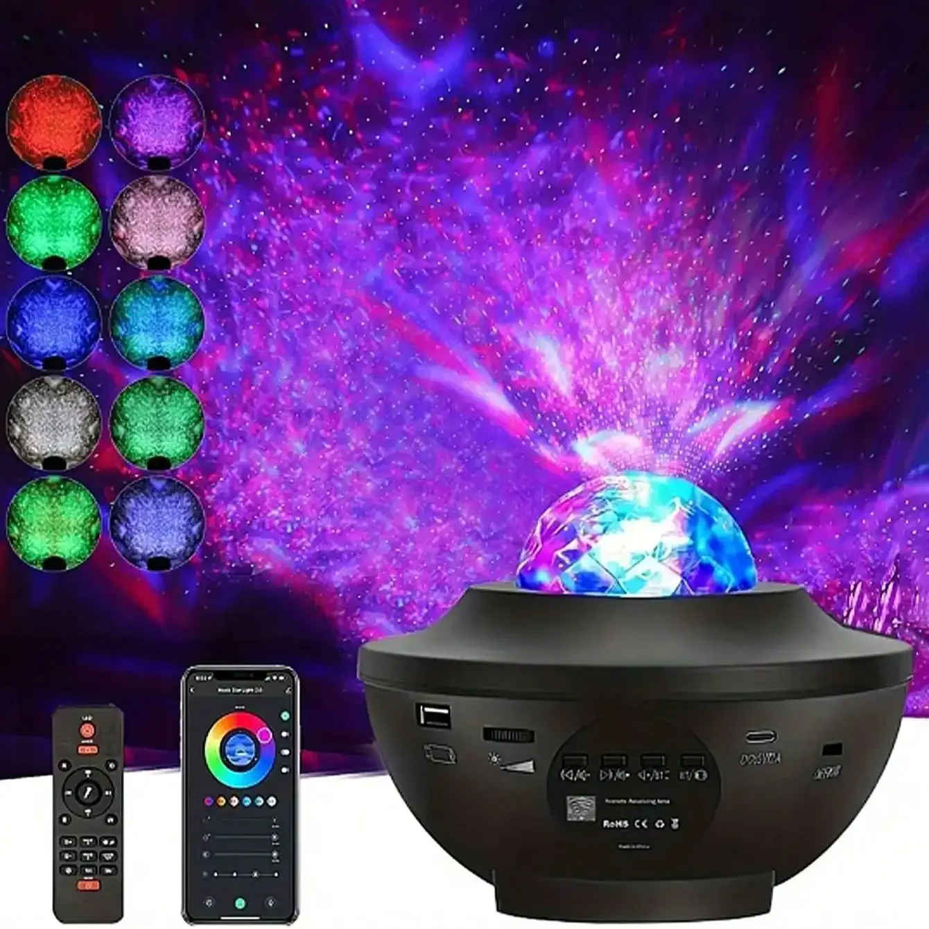 Nieuwe Led Starry Galaxy Projector Nachtlampje Kind Cadeau Usb Bluetooth Muziekspeler Ster Nachtlampje Kleurrijke Projector Nachtlamp