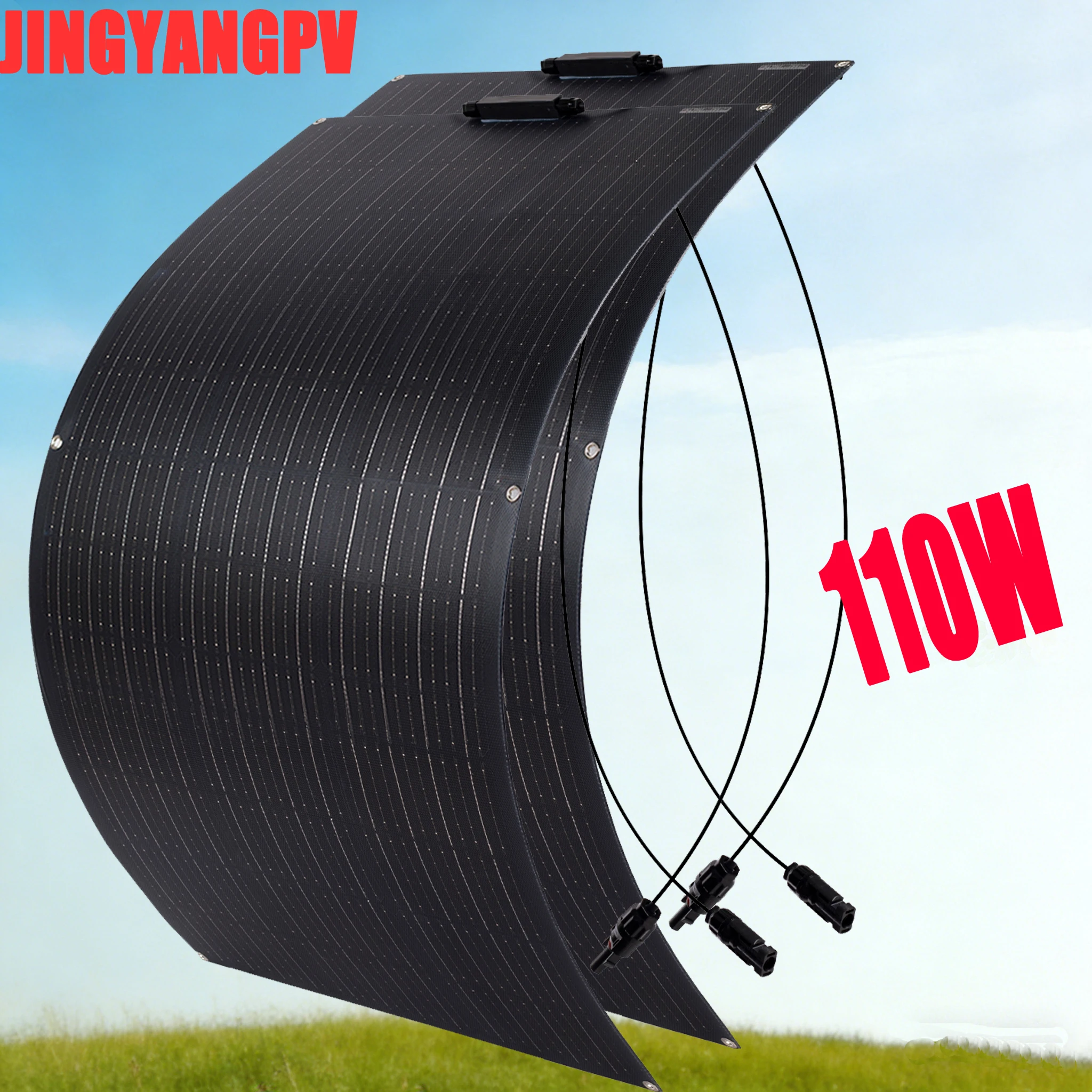 110W 18V Flexibel Monokristallijn Zonnepaneel 24% Hoge Conversie ETFE Oppervlakte Weerbestendig Buigbaar PV Paneel voor Camper Camping