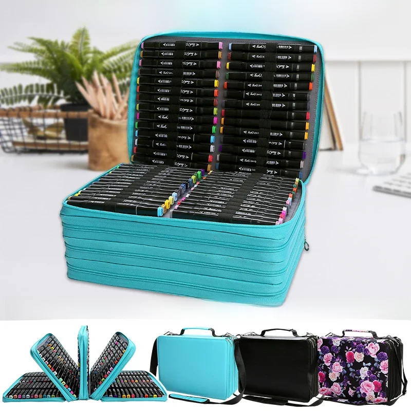 168/224 Gaten Kleurpotlood Case Vilt Kit Marker Opbergtas Grote Capaciteit Case Briefpapier Houder Student Schoolbenodigdheden nieuwe - afbeelding 2