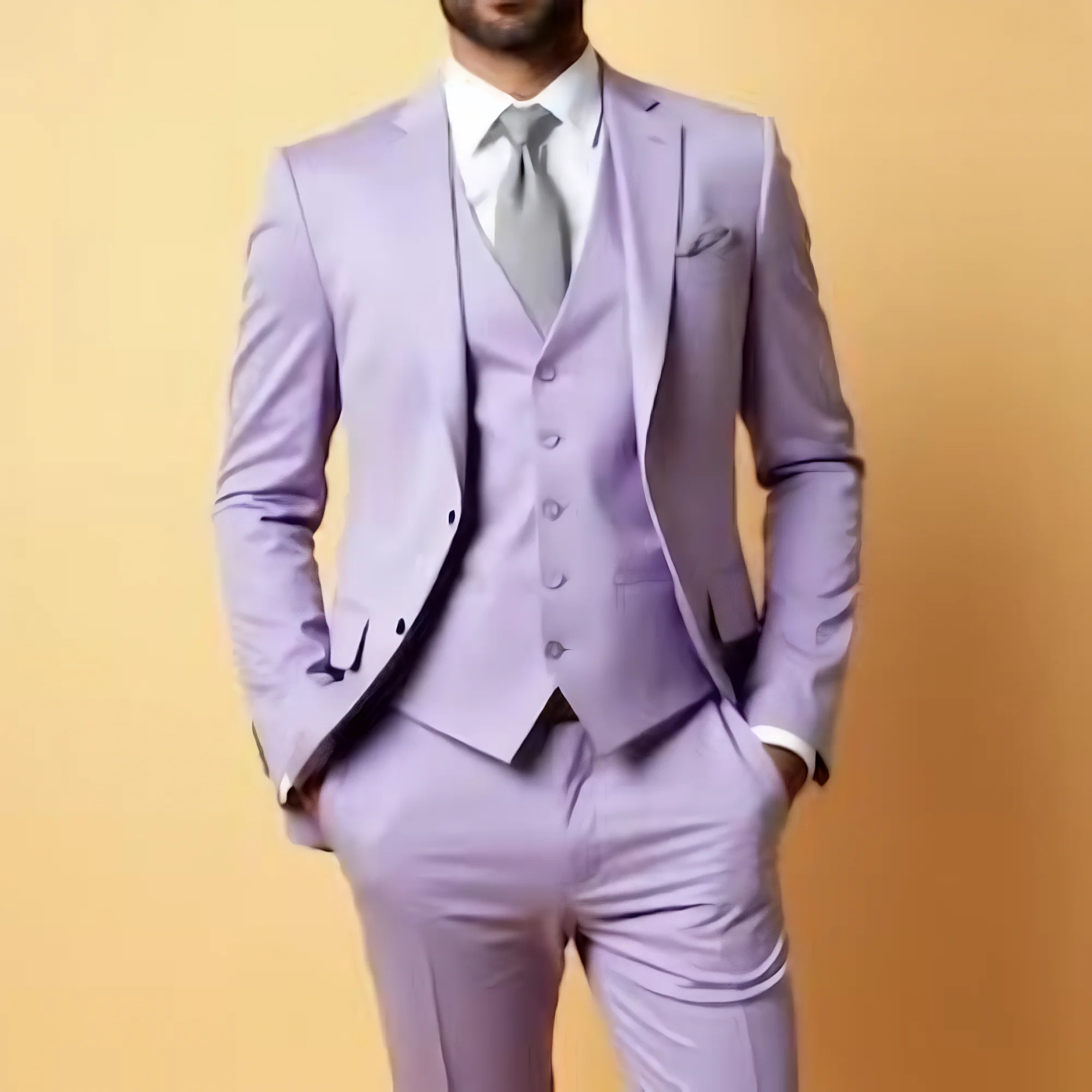 

Лавандовый деловой мужской костюм, жених, жених, свадебная вечеринка, выпускной, деловые мужские смокинги, комплект из трех предметов, пиджак, жилет, брюки по индивидуальному заказу
