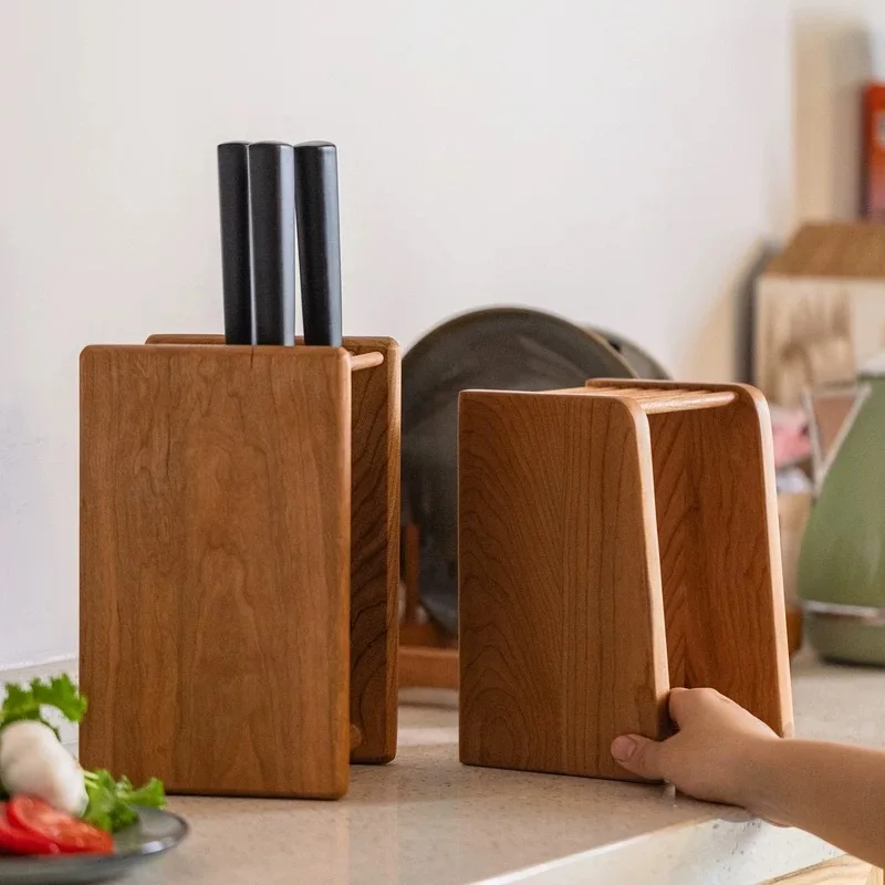Kitchen Knife Organizer Knife Holder Wood Cutlery Rack Countertop Holder for Home Chef Knives Space Saving Storage Stand