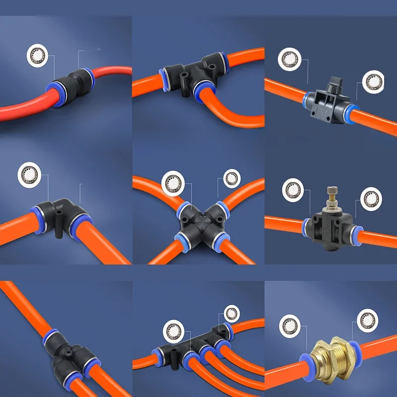 Raccord Pneumatique de 4 à 12mm pour Tuyau d'Eau et d'Air, Raccord Rapide PY/PU/Long/PE/HVFF/LSA