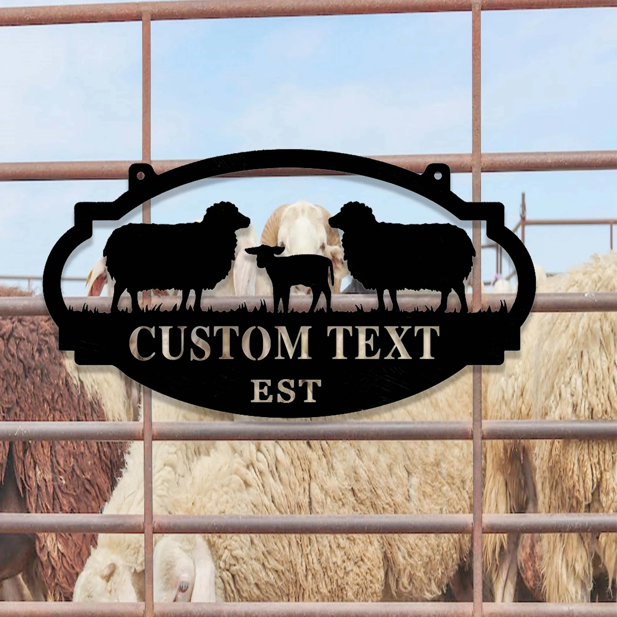 Custom Sheep Farmhouse Metal Sign,Goat Sheep Metal Wall Art,Personalized Lamb Sheep Farm Sign,Metal Sheep Farmhouse Ranch Decor