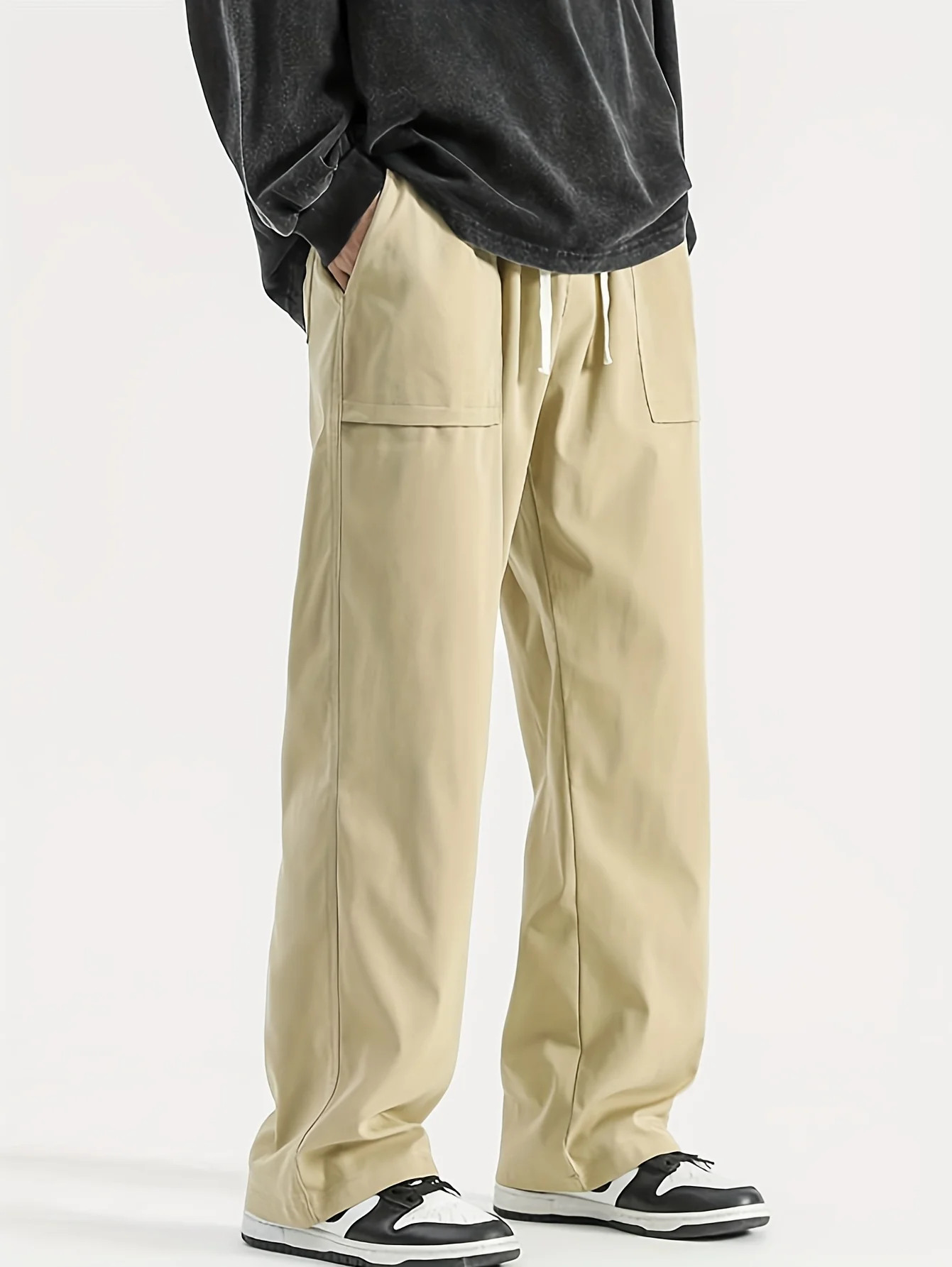 

Мужские спортивные штаны с открытой подошвой, спортивные штаны для мужчин, прямые спортивные штаны для спортзала, брюки для отдыха с карманами