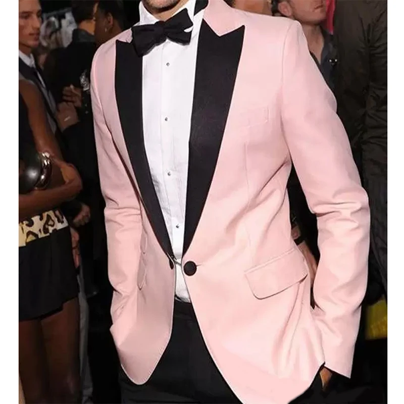 

2 Piece Pink Men Suit Groom Tuxedo Wedding Suits for Men Best Man Blazer Groomsmen Slim Fit Costume Homme Mariage (Jacket+Pants)