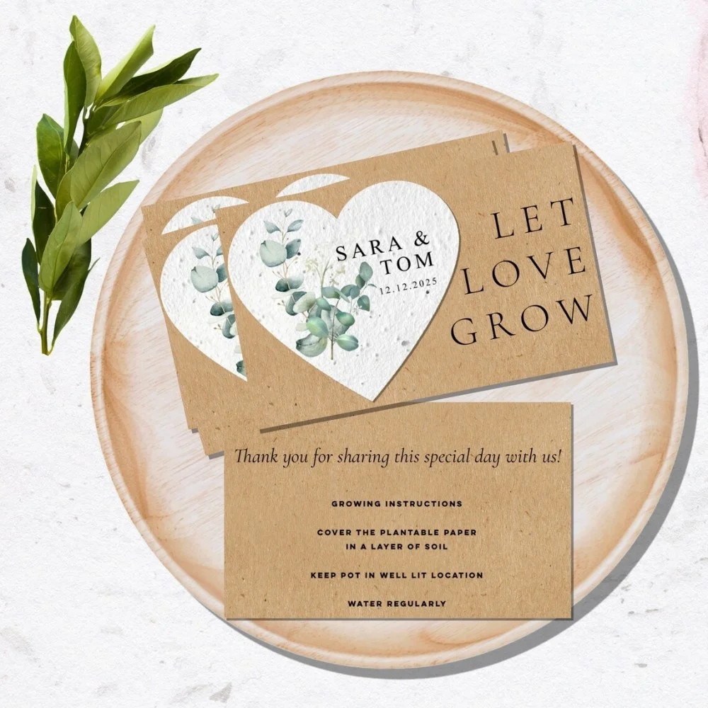 50 pcs custom Bulk Plantable Heart shapes|Thank you Wedding favour Seed paper|heart gift labels|seed paper favor|wedding favor|