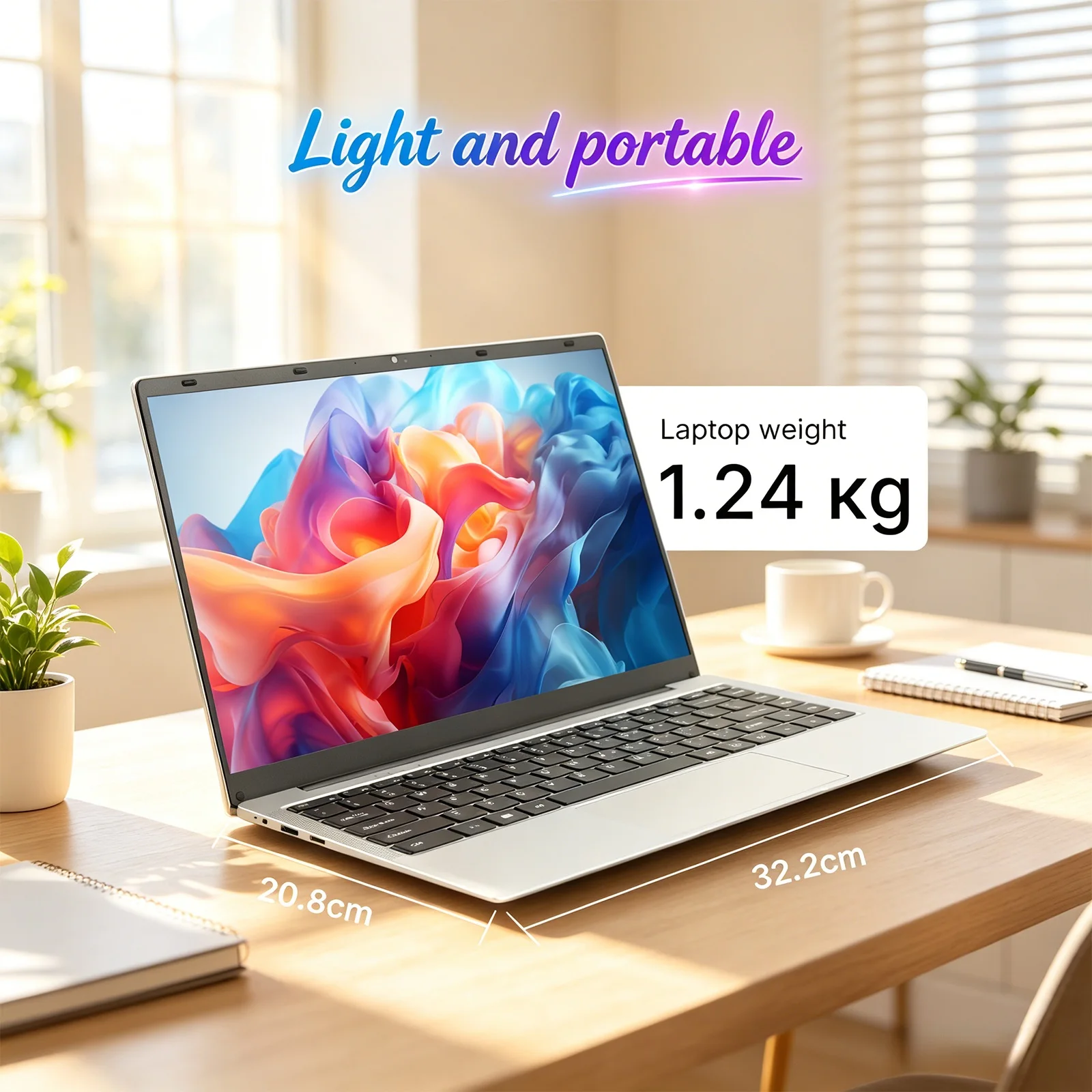 Brand New 14.1 Inch Laptop Intel Celeron N3450 8GB RAM 128GB SSD FHD 1920x1080 Notebook Windows 10 Pro WiFi Dual Band Bluetooth 5.2 Lightweight Portable Computer for Student Office Business Home France Stock Multi Language System Laptop Duty Free Shop