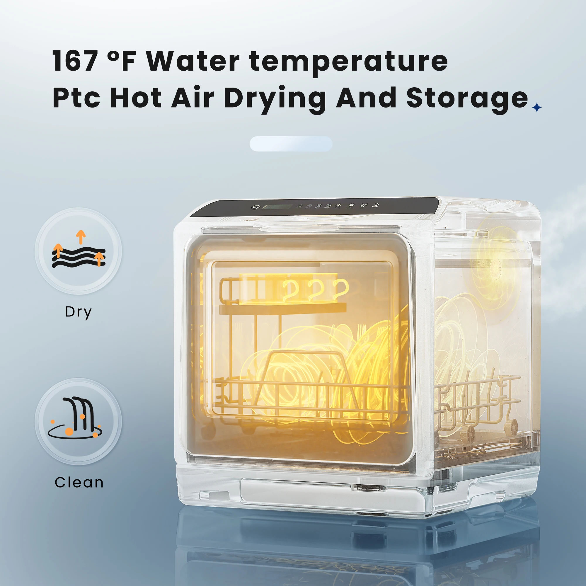 EUHOMY  Portable Countertop Dishwasher with 5-Liter Built-In Water Tank And Air-Dry Function, 6 Programs, 4 Place Settings