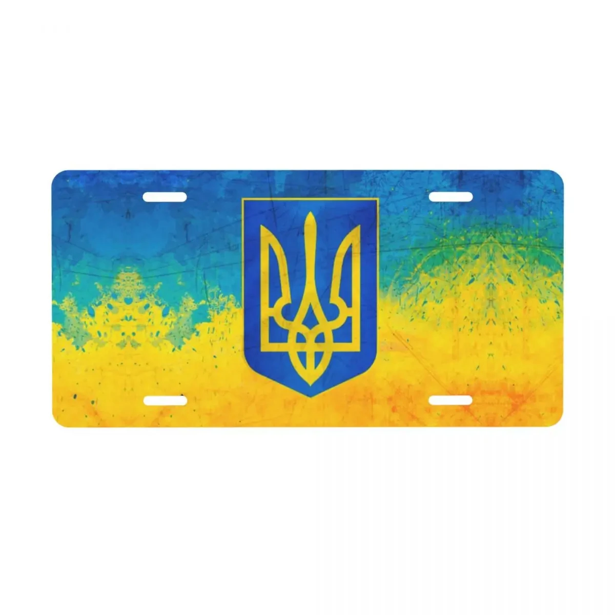 Ukrainian Flag License Plate Cover Coat Of Arms Of Ukraine Aluminum Metal Novelty Car Front License Plate Vanity Tag