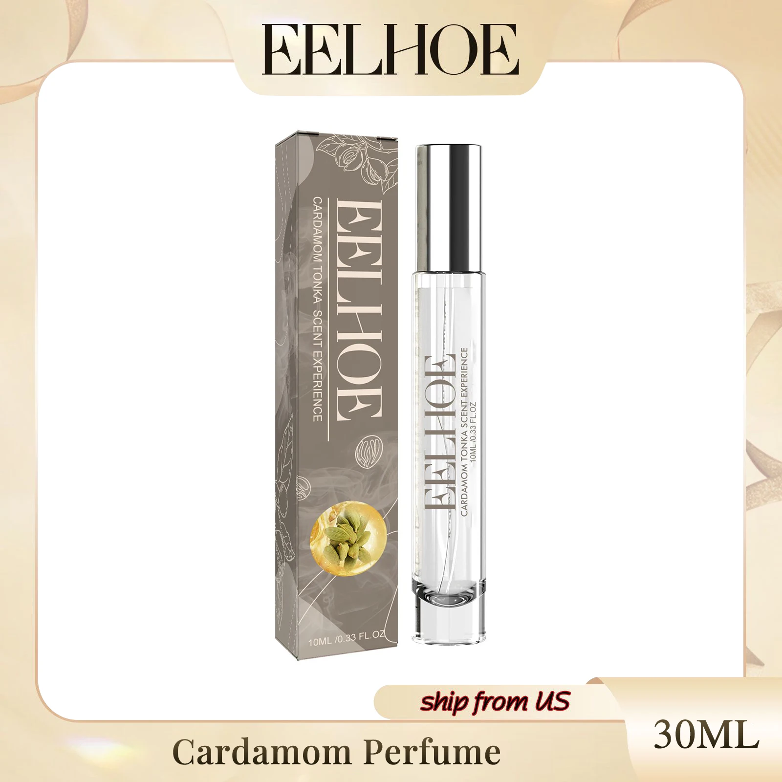 Eelhoe Cardamom Perfume Advanced Natural Fragrance Light Elegant Lasting Fragrance Portable Dating Atmosphere Perfume