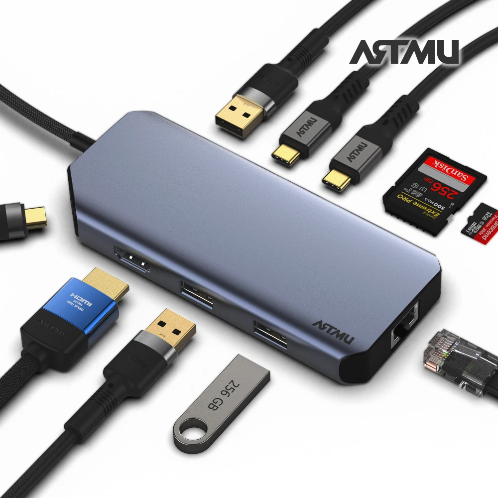 ARTMU USB Type 10in 1 4K 60Hz Gen2 10Gbps Multi Hub MH420