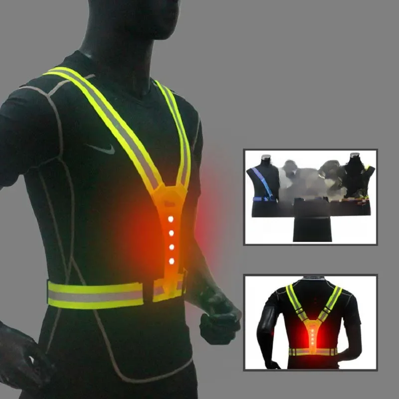 AliExpress OIMG Safety Reflective Vest LED Running Light Adjustable Cycling Vest Night Warning Work Fishing Sports