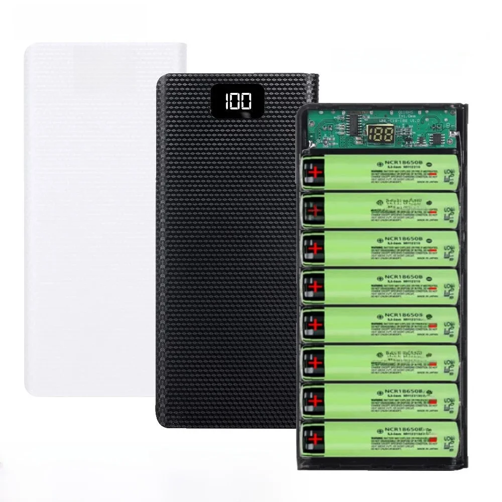 Boîtier de batterie externe 8x18650, boîte de rangement de Charge 5V, double USB Type C, boîte de support de batterie PD QC3.0, Charge rapide pour SmartPhone