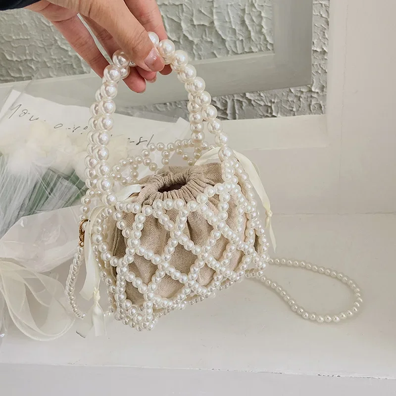 Moda damska kosz torebka letnia damska torba na ramię Crossbody Bohemia podróżna torba na plażę luksusowy Design perła torebka na ramię na zakupy — zdjęcie 2