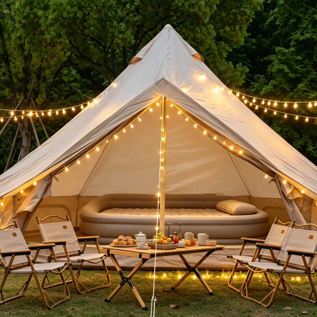9.8ft 4-seizoenen Oxford Bell Tent, waterdichte winddichte tent met kachelopening voor gezinnen, geschikt voor 3-4 personen