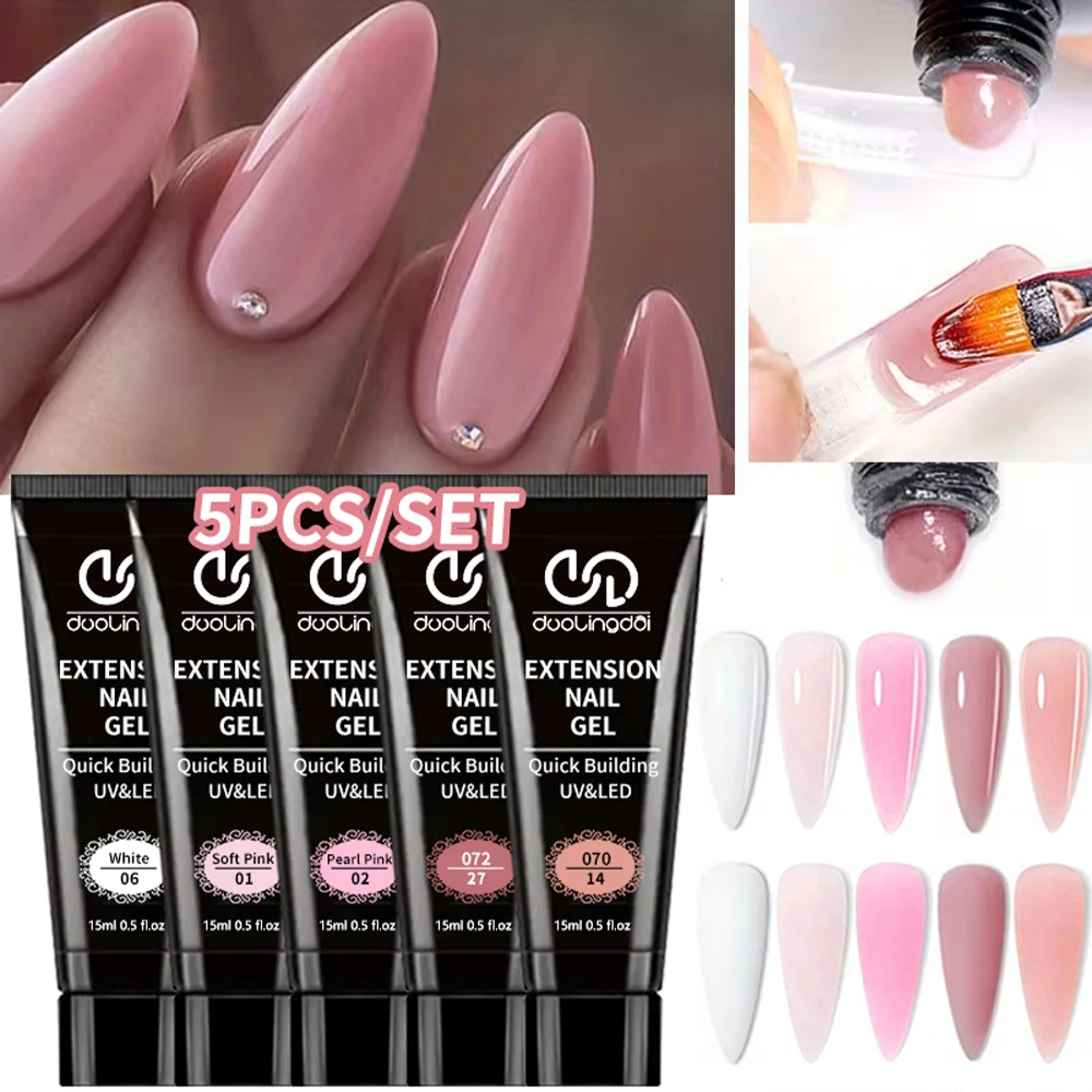 5 Color Set, Professional-Grade Nail Extension Gel Kit, Long-Lasting And Removable Without Odor Or Damage to Nails Nail Polish