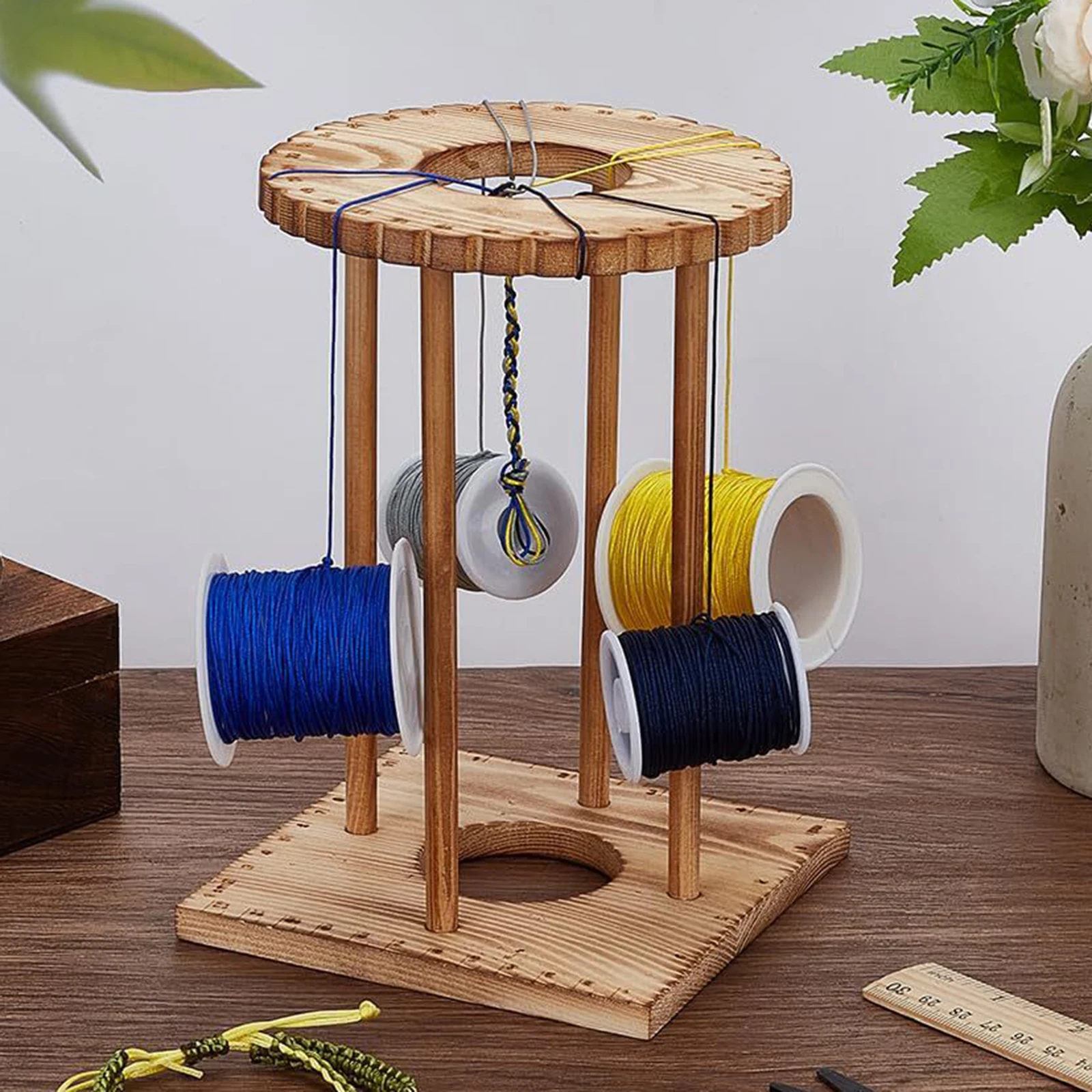 

Kumihimo Marudai Disk Rack Wood Utensil Easy to Use Desktop Crafts Hand Rope Loom Braiding Disc Loom DIY Bracelet Braiding Disk