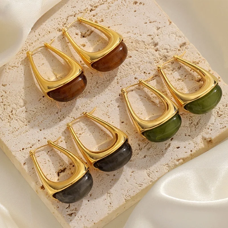 

Серьги-подвески в винтажном стиле для женщин, геометрический дизайн, янтарный цвет, позолоченная медь 18 карат, ювелирные изделия высокого качества