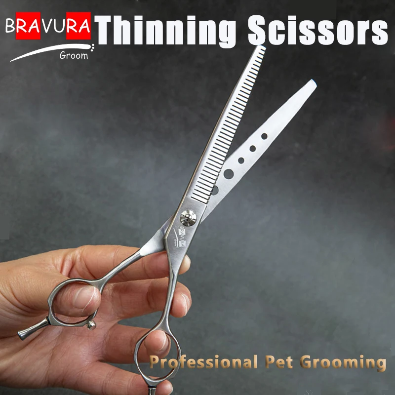 Pet Grooming Thinning Scissors Shears 7Inch Professional for Dogs and Cats Hair Blender Cutting 440cSteel