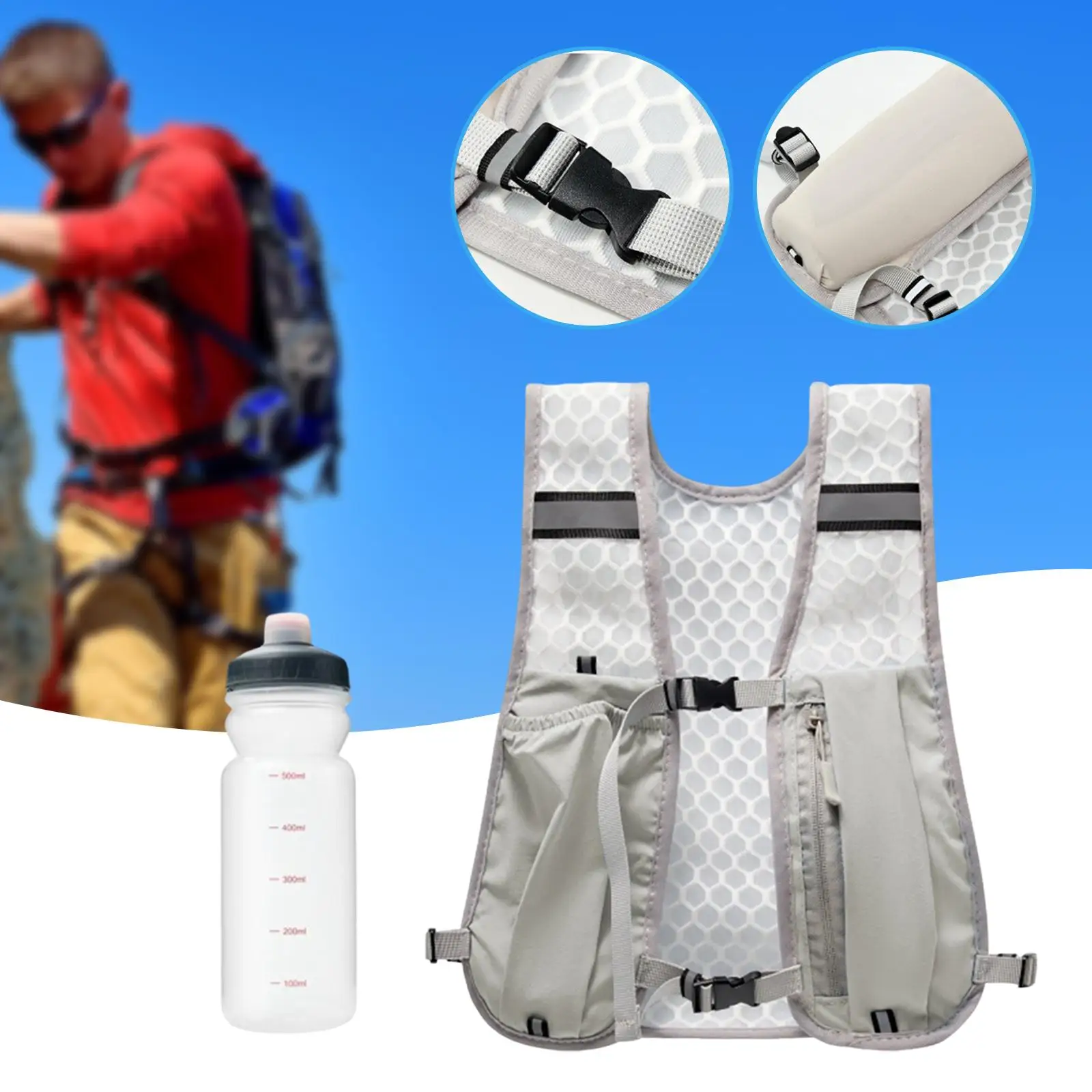 

Outdoor Vest Pack Backpack with 500ml Water Bottle Daypack for Men Women Hiking Vest Hydration Pack Lightweight Running Gear