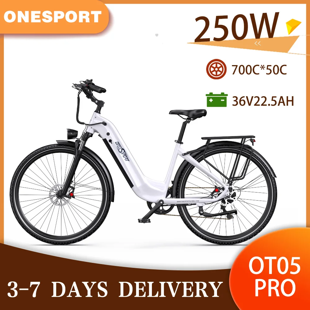 Bicicletta Elettrica Onesport City OT05Pro Batteria al Litio 48V22.5Ah Motore 250W 700C E-bike Freno Idraulico Cambio 7 Velocità