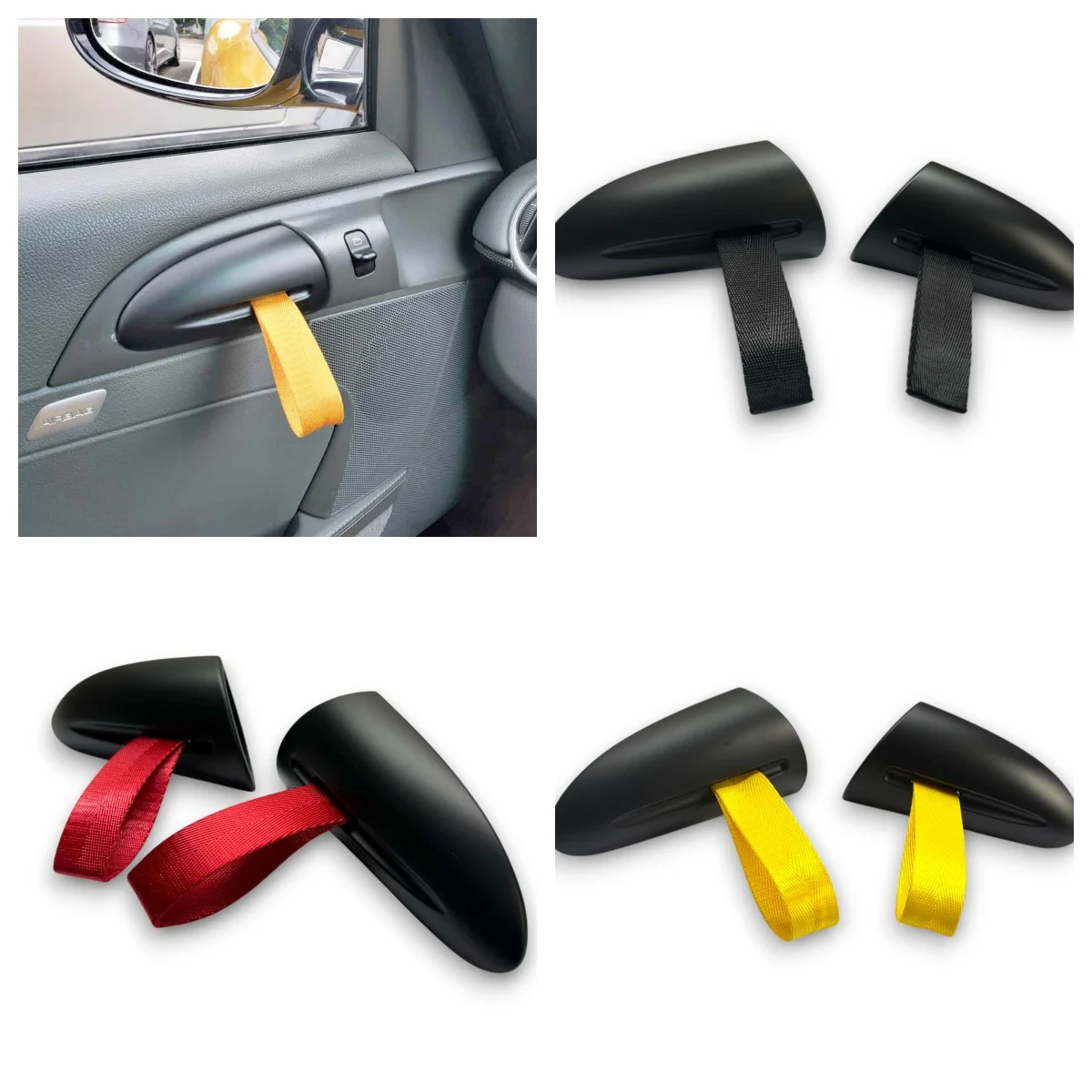 

GT3RS Style Interior Handle Replacement with Red / Yellow / Black Straps For Porsche 997 911 987 Cayman Boxster