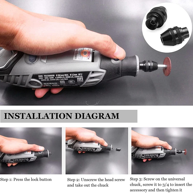 Imagem -03 - Dremel Keyless Quick Grip Chuck Toos Rotativos Elétricos Ferramenta Dremel Acessórios 4486 3000 4000 8220 8100