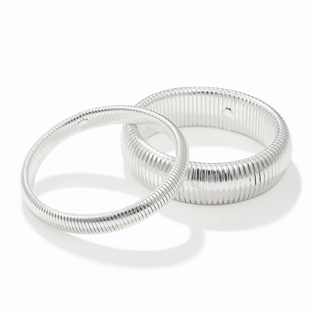 

Glossisland 925 silver plated stainless steel ladies10mm and 20mm single-layer elastic snake chain wristband Silver white trendy