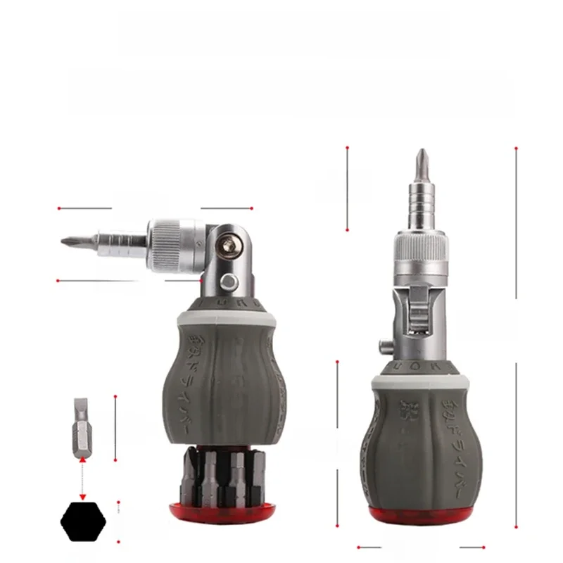 Tournevis à cliquet multifonctionnel 180 degrés 8 en 1, Angle réglable, entretien domestique, Mini jeu de tournevis à cliquet rapide