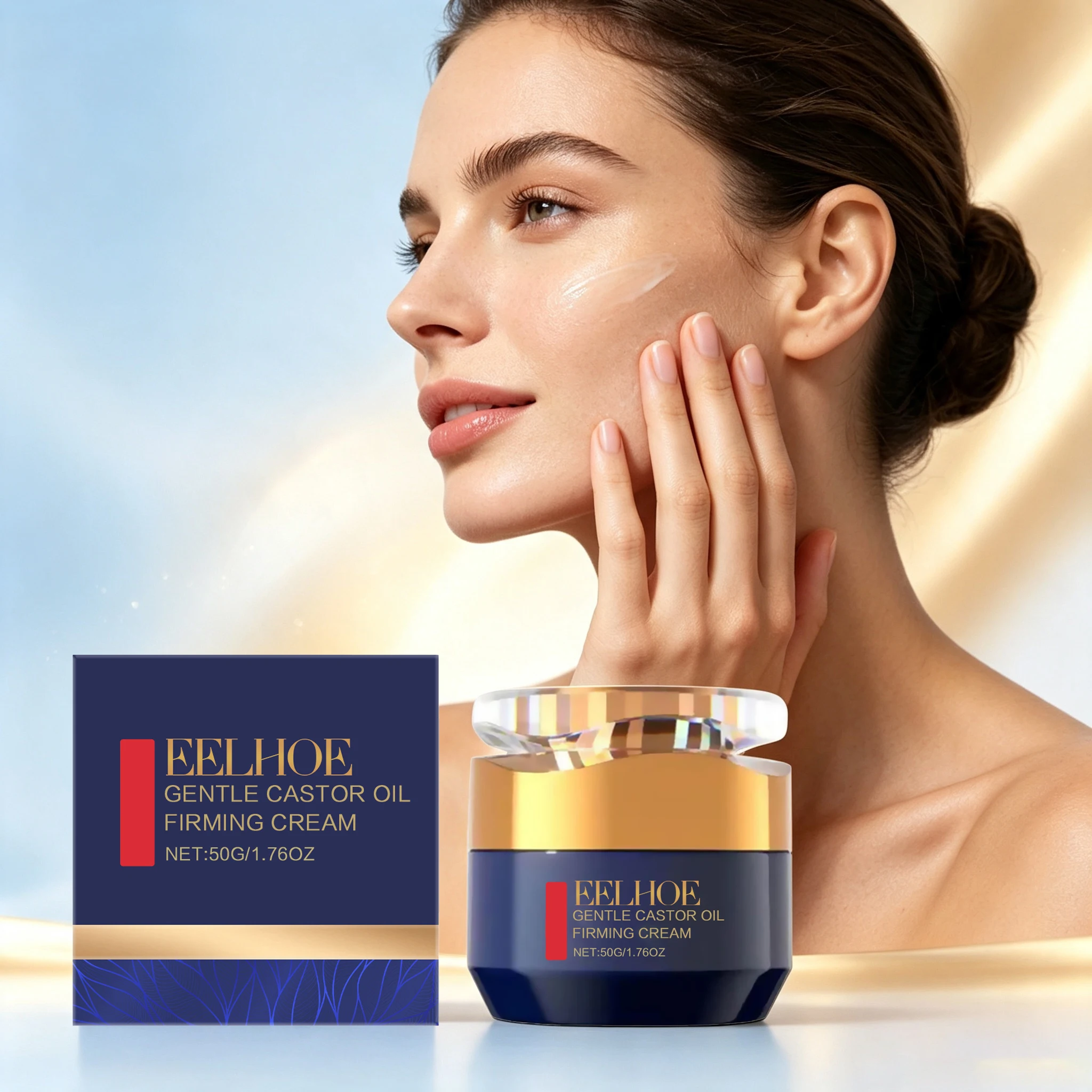 50G Castor Oil Face Cream Deep Moisturizing Nourishing Pores Fade Fine Lines Boosts Elasticity Firming Strengthen Barrier Lifting Smoothing Face Lotion